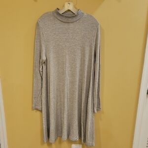 Gray Long Sleeve Turtleneck Dress